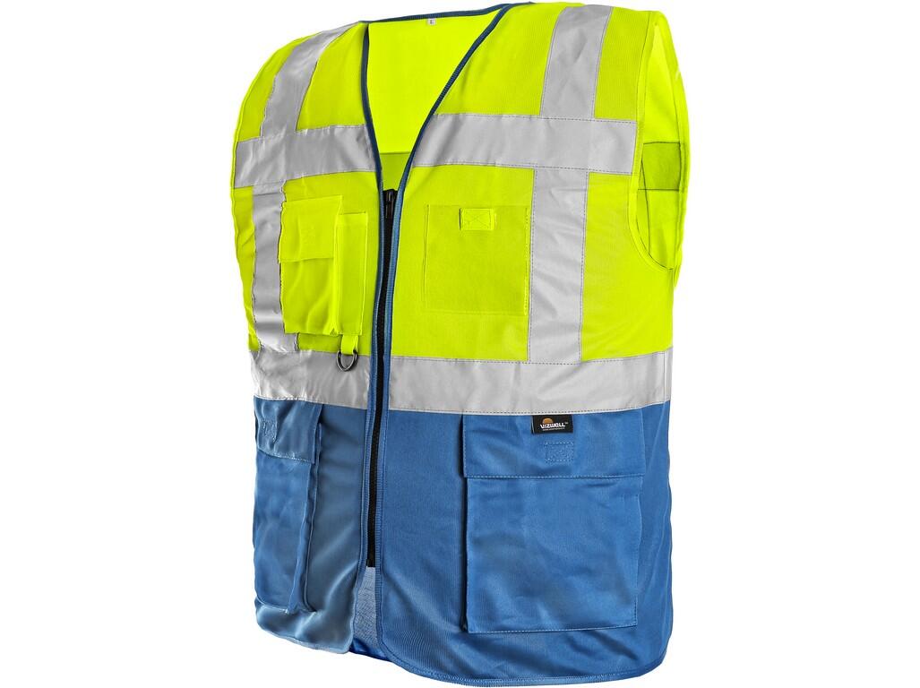 Reflexná vesta na zips BOLTON žlto-modrá
