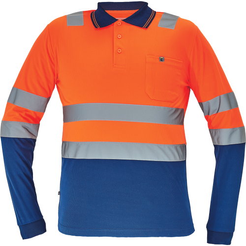 LEON HV polokošeľa dl.rukáv oranžová/navy