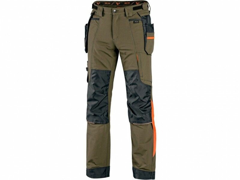 Nohavice NAOS khaki-oranž