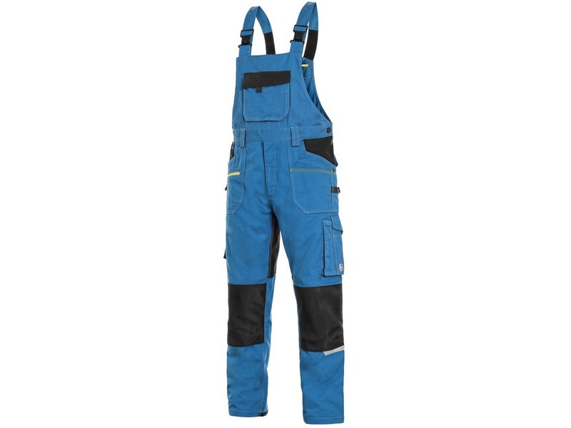 Nohavice CXS STRETCH s náprsenkou stredne modré skrátene 170-176 cm