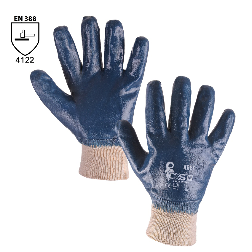 Pracovné rukavice ARET celomáčané v nitrile veľ. 10