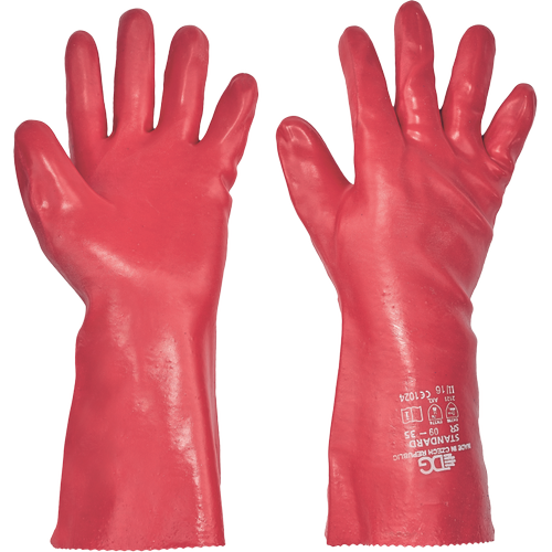 STANDARD rukavice PVC 35cm červené