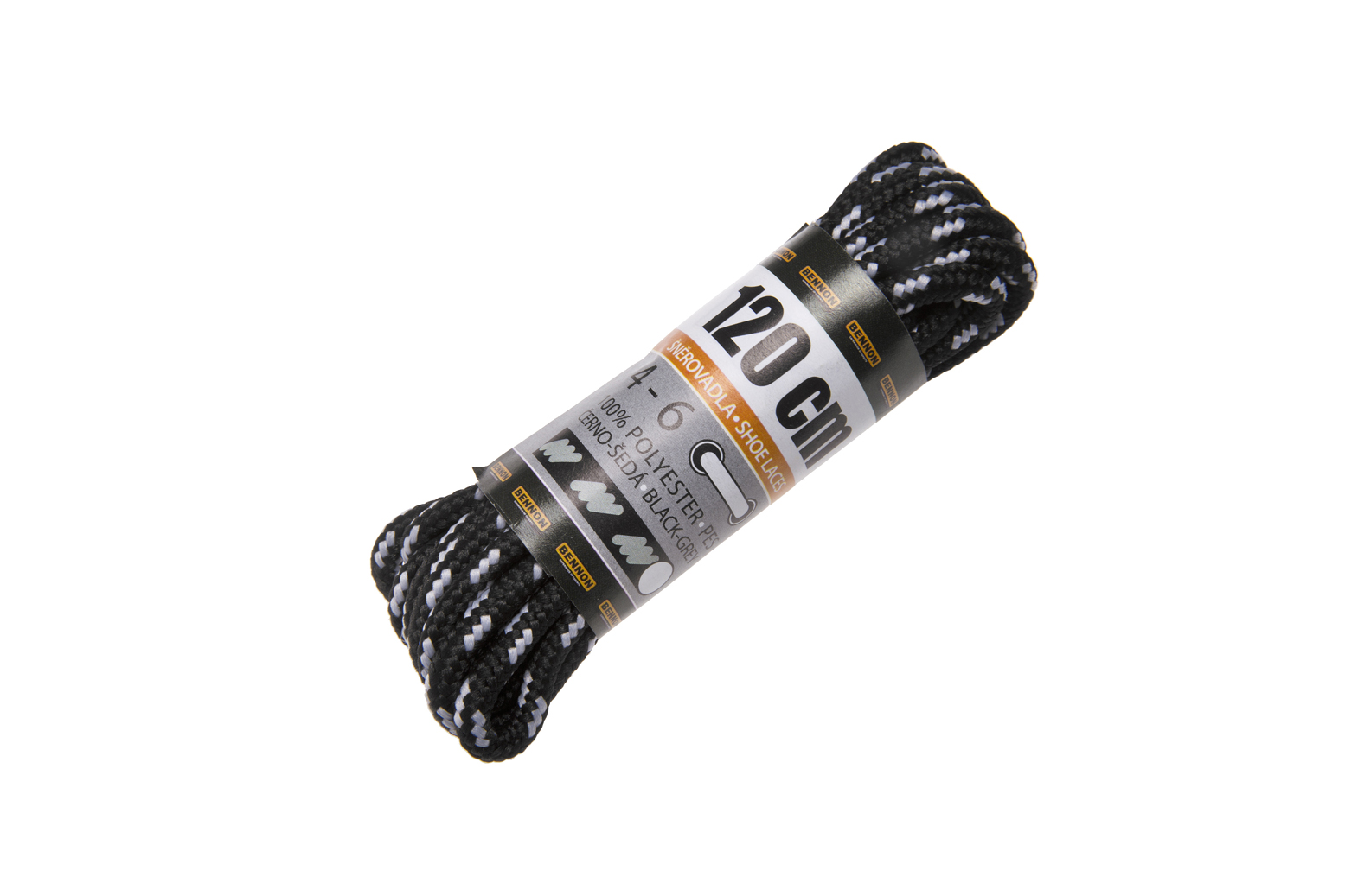 šnúrky LACES čie/sivé 120cm